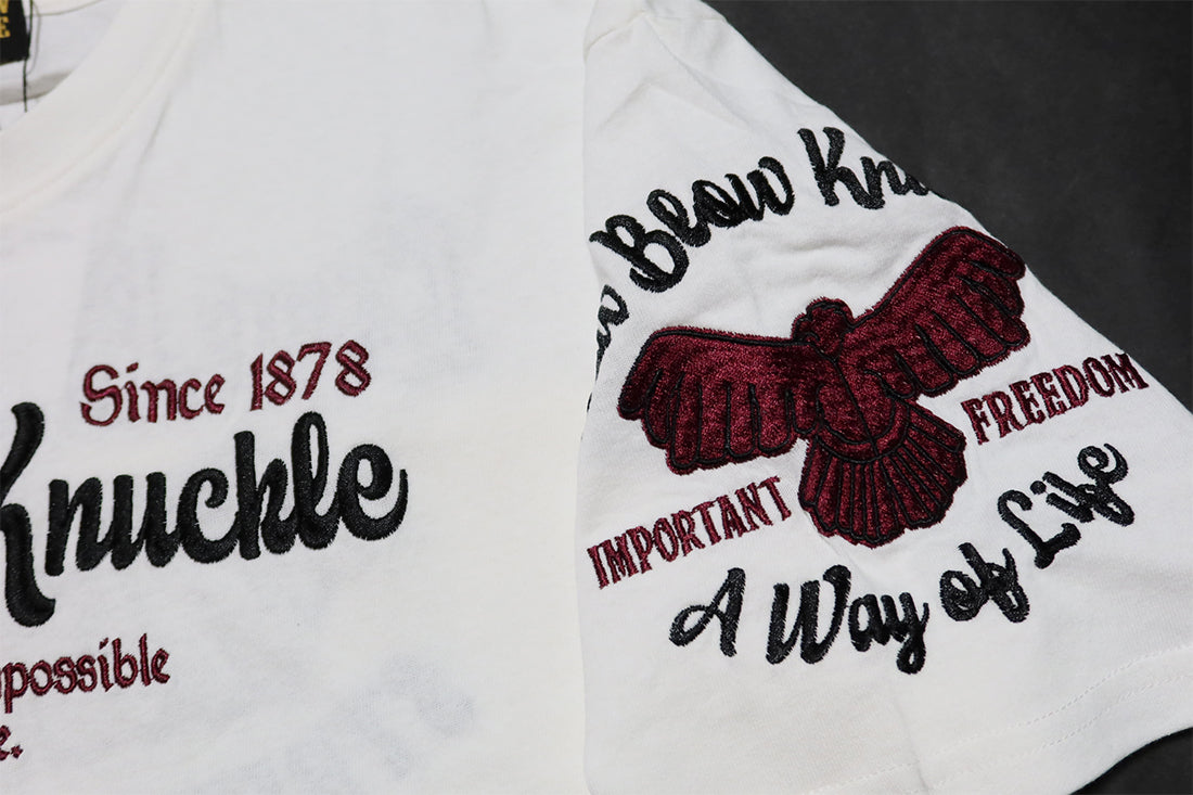 LOW BLOW KNUCKLE Lowbrow Knuckle T-shirt Thunderbird embroidery short sleeve 554363