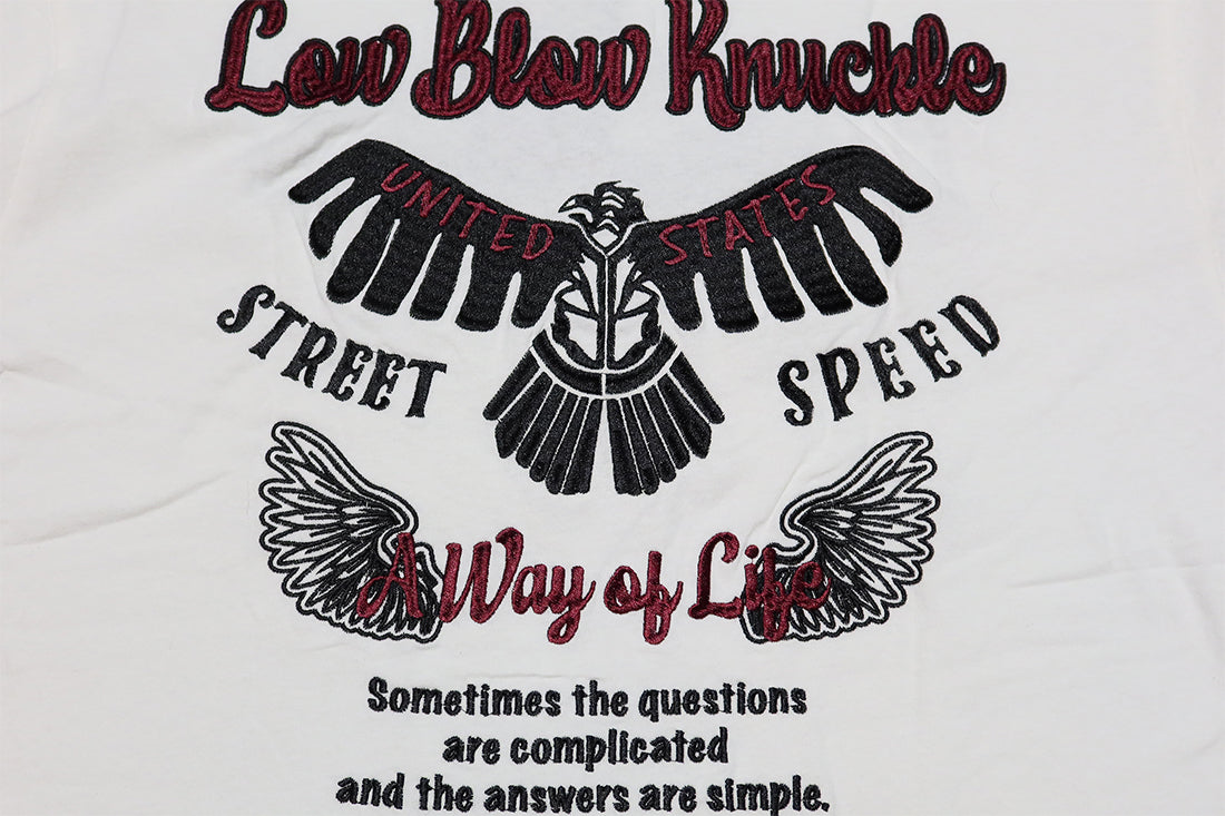 LOW BLOW KNUCKLE Lowbrow Knuckle T-shirt Thunderbird embroidery short sleeve 554363
