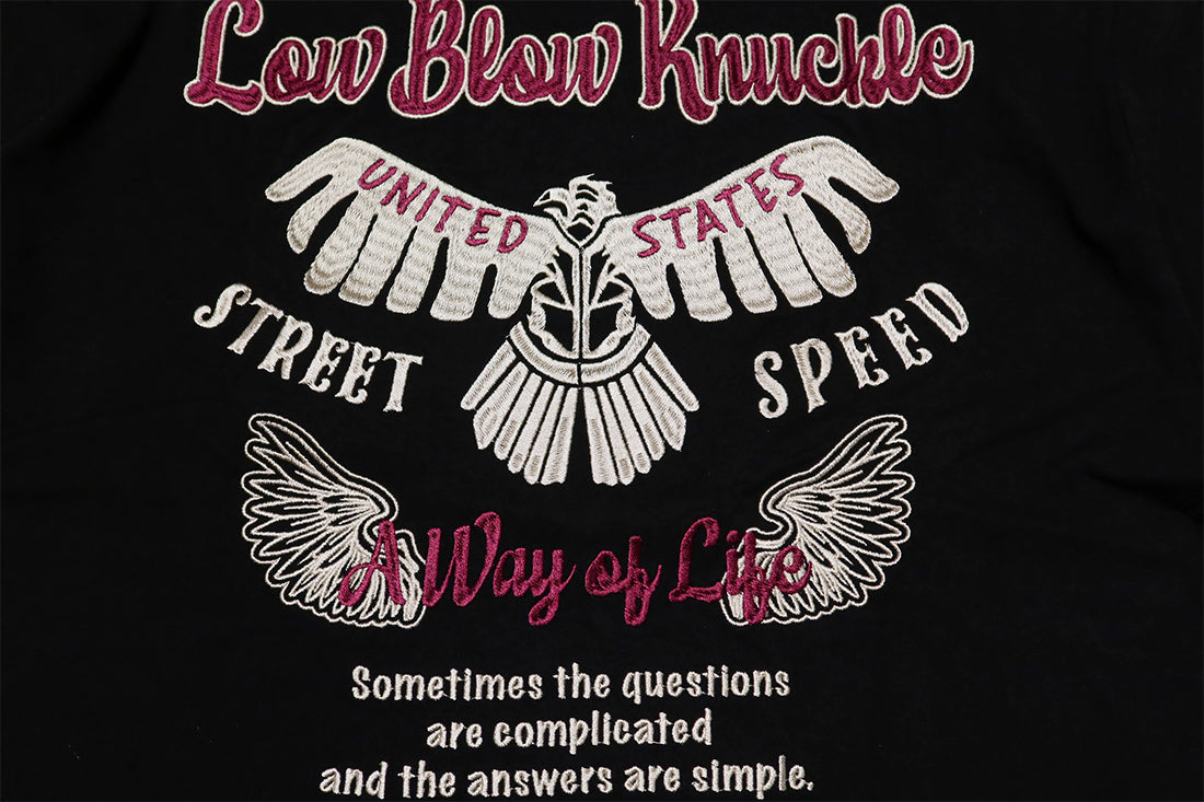 LOW BLOW KNUCKLE Lowbrow Knuckle T-shirt Thunderbird embroidery short sleeve 554363