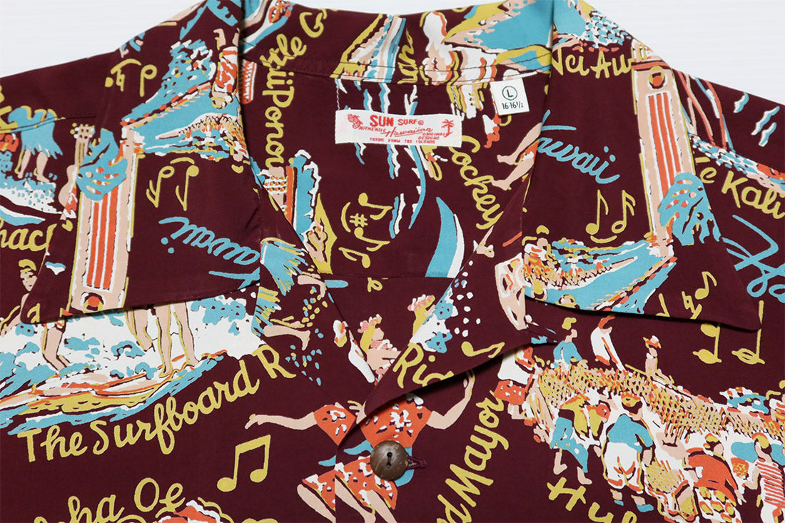 SUN SURF Aloha Shirt Rayon THE SONG OF HAWAII Short Sleeve Hawaiian Shirt SS39226 Brown
