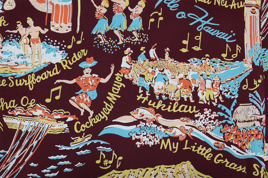 SUN SURF Aloha Shirt Rayon THE SONG OF HAWAII Short Sleeve Hawaiian Shirt SS39226 Brown