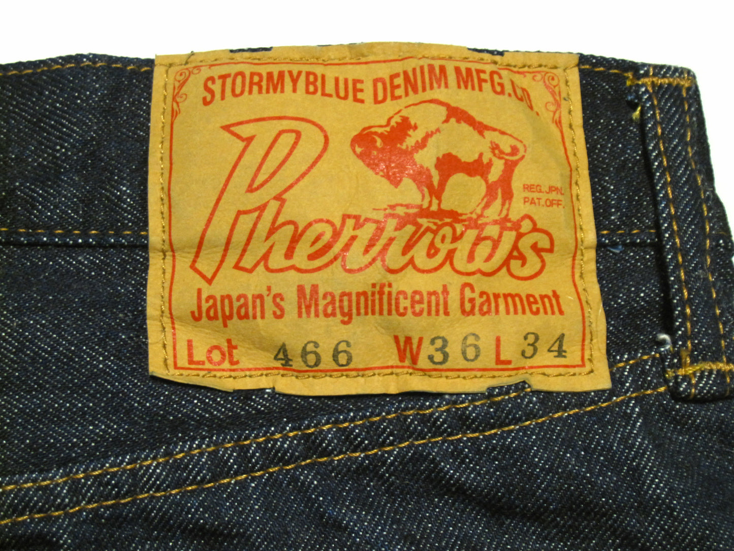 Pherrow's Tight Fit Jeans Starched Wash Denim Made in Japan 466SW