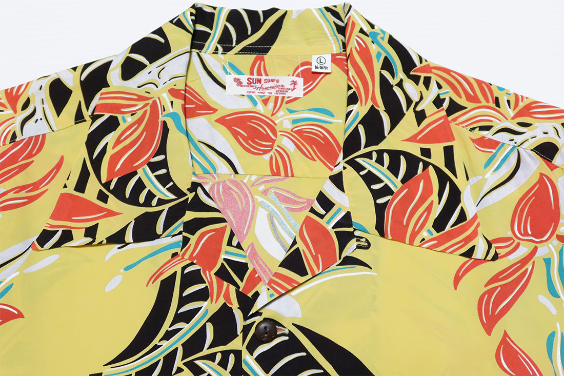 SUN SURF Aloha Shirt Rayon BIRD OF PARADISE Short Sleeve Hawaiian Shirt SS39224 Made in Japan