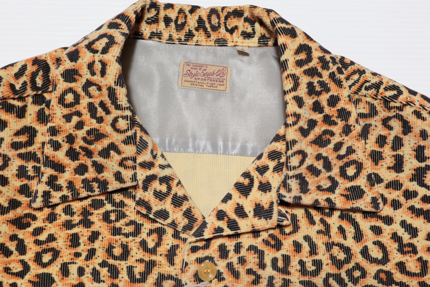 Style Eyes Corduroy Sports Shirt Leopard Open Shirt Leopard Print Made in Japan SE29173