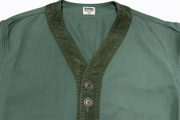 BARNS OUTFITTERS Baseball Cardigan, No Collar Jacket, BR-24342, Olive
