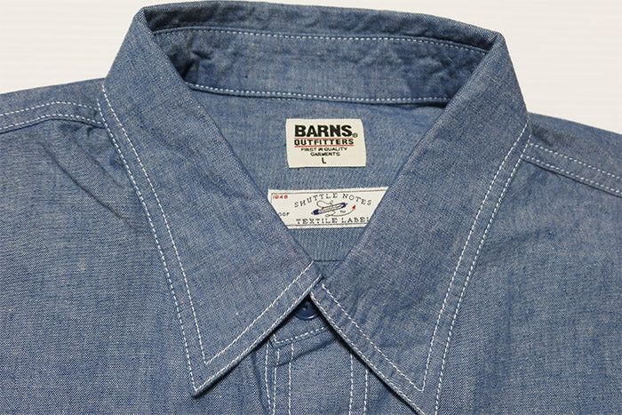 BARNS OUTFITTERS ミッキーマウス シャンブレーシャツ 40's indigo naval Shirt バーンズアウトフィッターズ 長袖 BR-25340