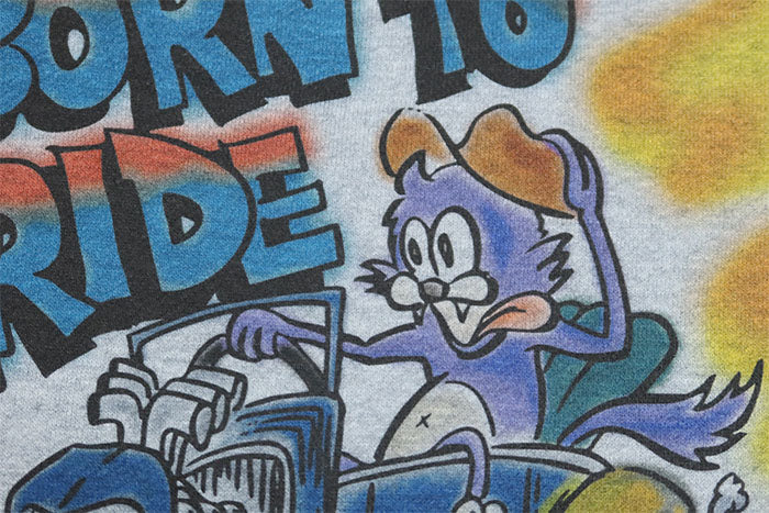 BARNS OUTFITTERS バーンズアウトフィッターズ COZUN クルーネックスウェットシャツ" BORN TO RIDE" 日本製 両Vガゼット BR-25386