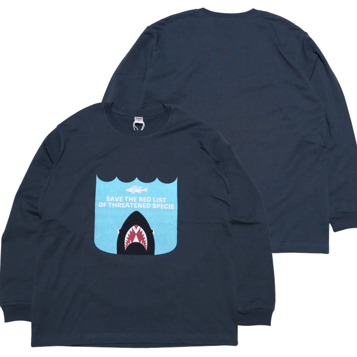 BARNS OUTFITTERS バーンズアウトフィッターズ 長袖Tシャツ"SAVE THE RED LIST" サメ シャーク BR-25422 チャコール