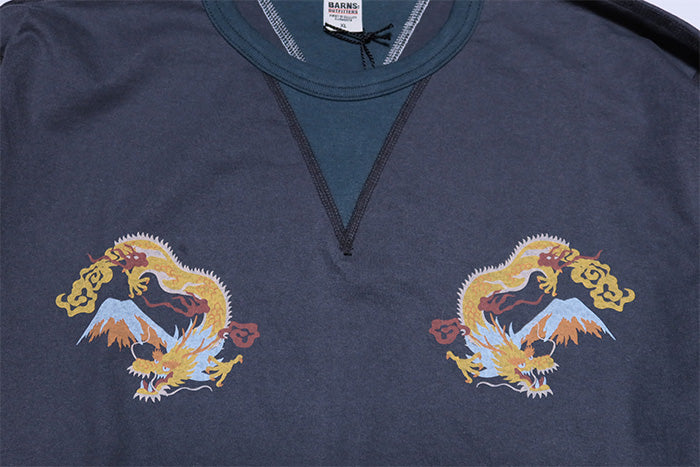 BARNS OUTFITTERS バーンズアウトフィッターズ COZUN 両Vガゼット長袖Tシャツ 富士,龍 日本製 BR-26108