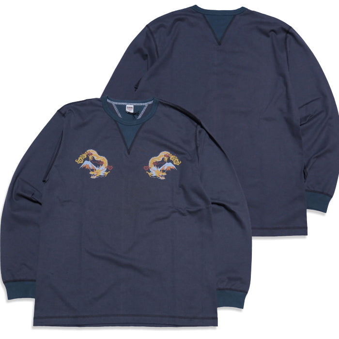 BARNS OUTFITTERS バーンズアウトフィッターズ COZUN 両Vガゼット長袖Tシャツ 富士,龍 日本製 BR-26108