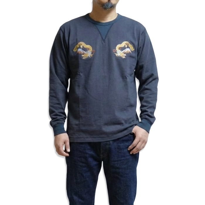 BARNS OUTFITTERS バーンズアウトフィッターズ COZUN 両Vガゼット長袖Tシャツ 富士,龍 日本製 BR-26108
