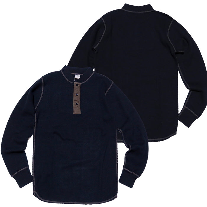 Buzz Rickson's Thermal Henley Neck Long Sleeve T-Shirt Men's Made in Japan BR68130