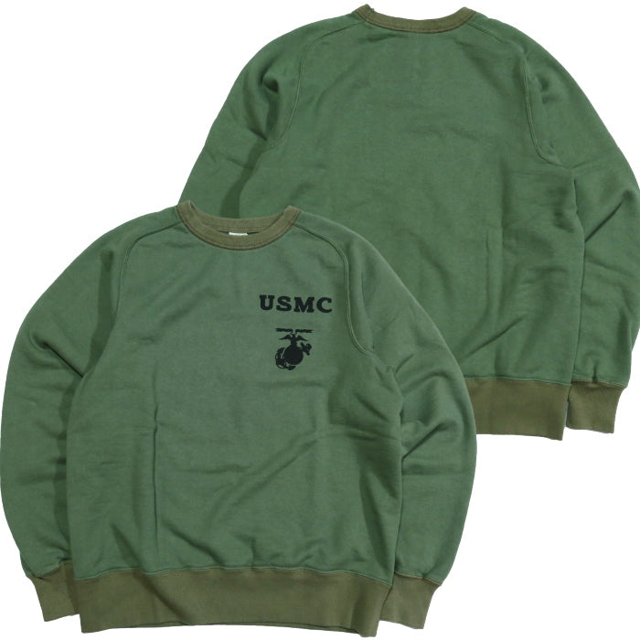 BuzzRickson's Freedom Sleeve USMC Military Sweatshirt BR69456 Made in Japan Olive