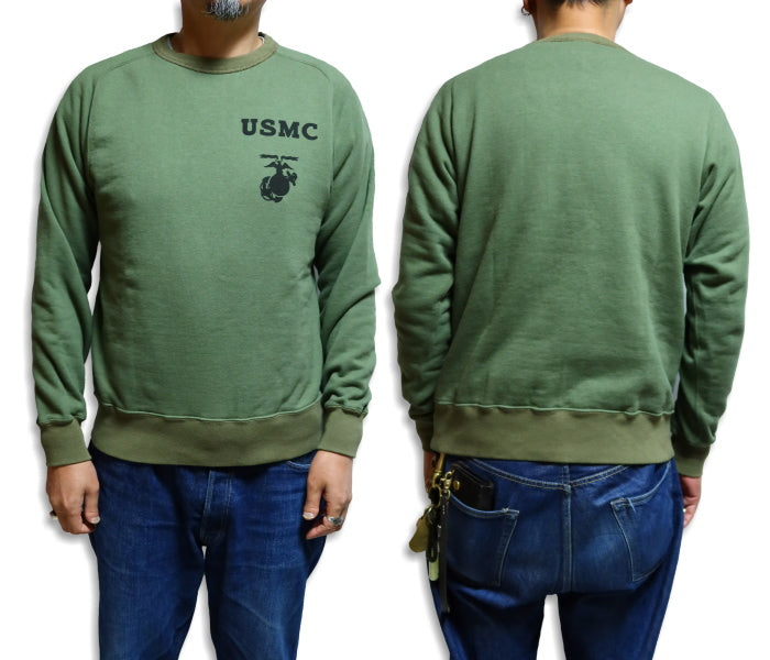 BuzzRickson's Freedom Sleeve USMC Military Sweatshirt BR69456 Made in Japan Olive