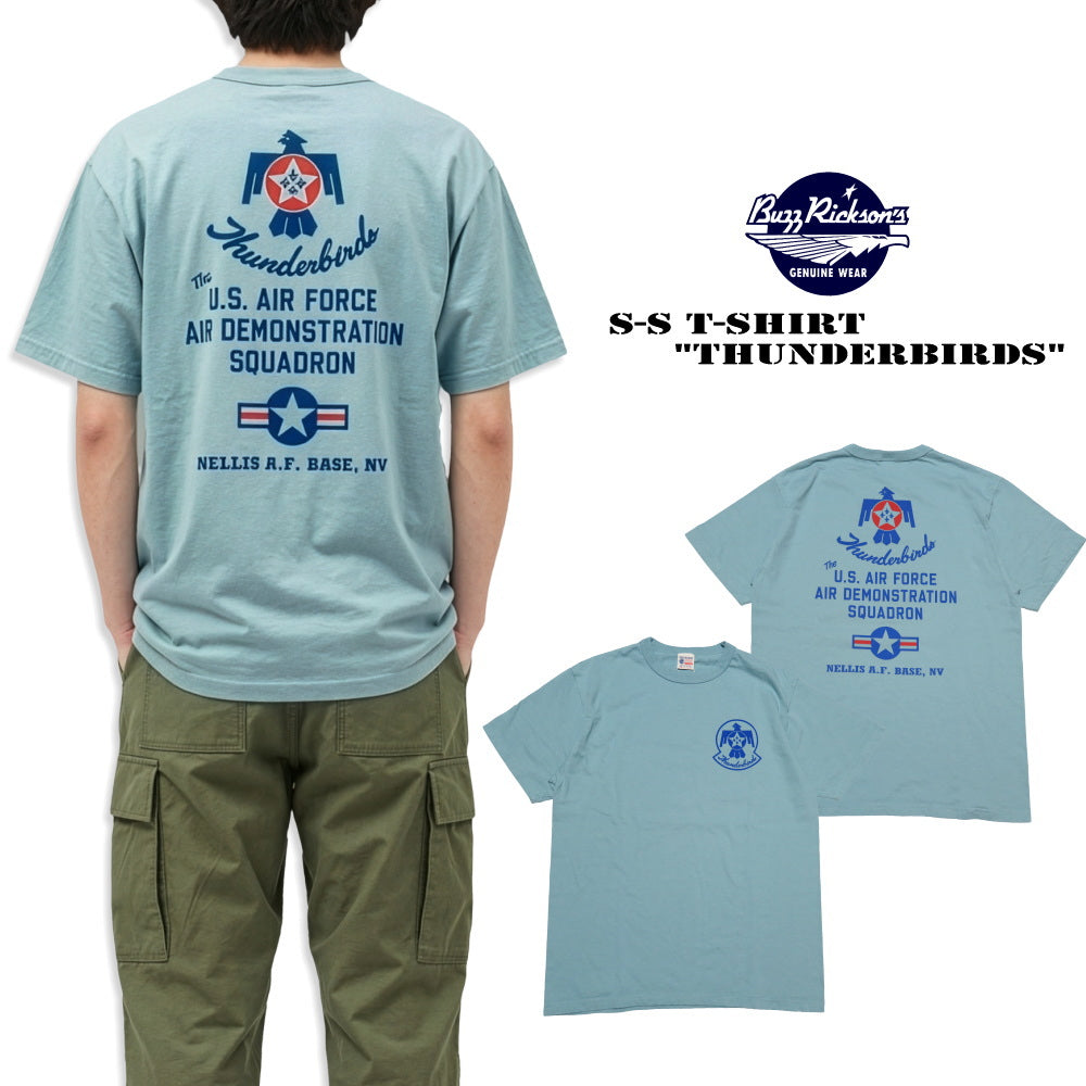 Buzz Rickson's T-Shirt THUNDERBIRDS BR79705 Made in USA Round Body Men's Short Sleeve