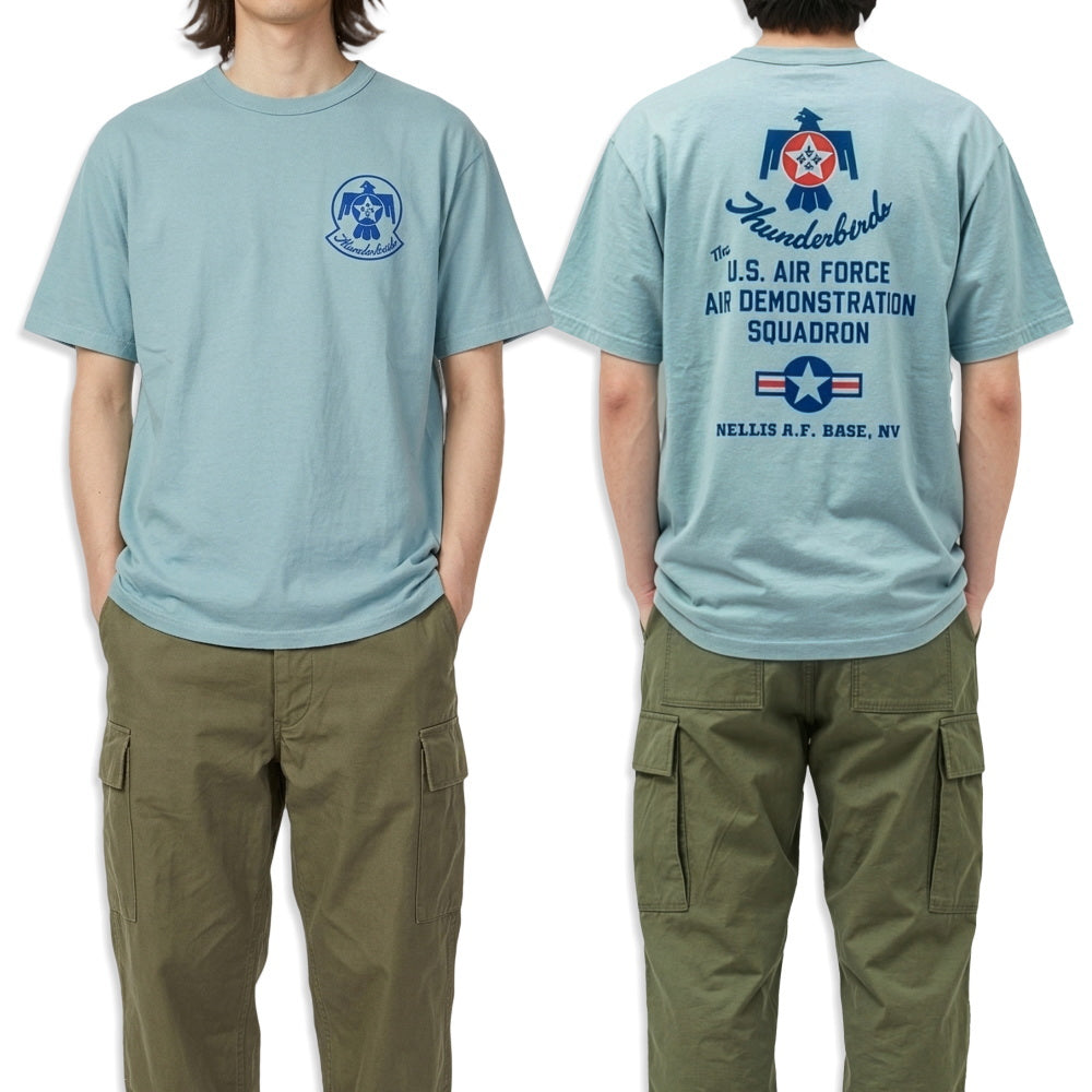 Buzz Rickson's T-Shirt THUNDERBIRDS BR79705 Made in USA Round Body Men's Short Sleeve