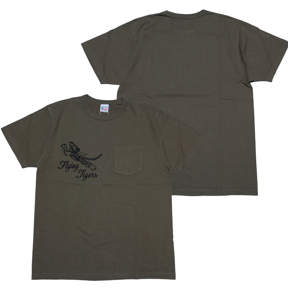 Buzz Rickson's Flying Tigers Pocket T-Shirt BR79709 Made in USA Tubular Knit Men's Short Sleeve