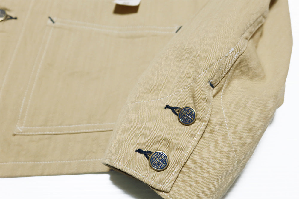 HEADLIGHT ヘッドライト ランダムヘリンボーンツイル ワークベスト ワークジャケット ノーカラー HD15909 日本製