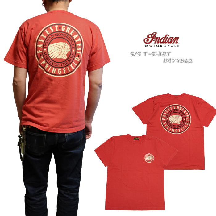 Indian Motorcycle インディアンモーターサイクル プリントTシャツ サークルロゴ 半袖 レッド IM79362