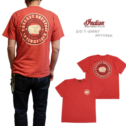 Indian Motorcycle Indian Motorcycle Printed T-shirt Circle Logo Short Sleeve Red IM79362