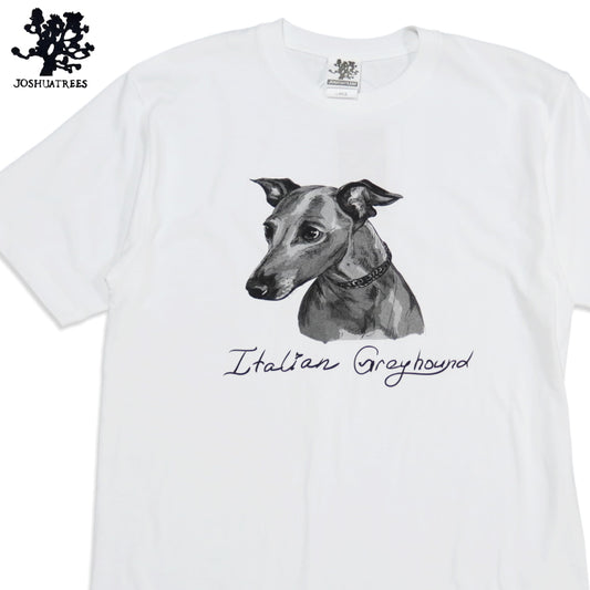 JOSHUATREES ジョシュアツリー 犬プリントTシャツ イタリアングレイハウンド Italian Greyhound メンズ 半袖 JSTR-001
