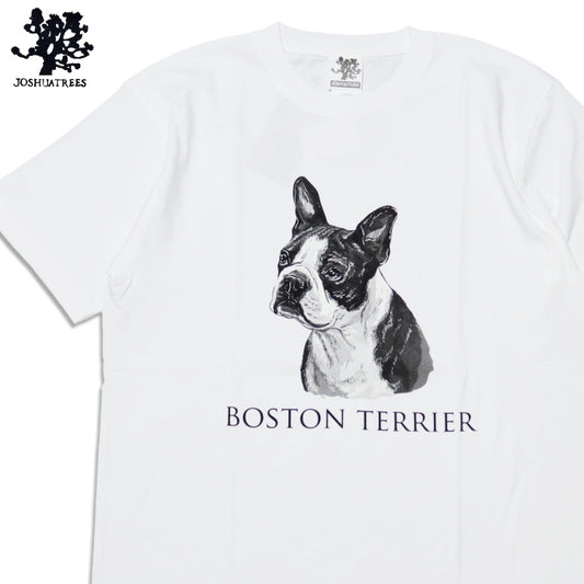 JOSHUATREES ジョシュアツリー 犬プリントTシャツ ボストンテリア 愛犬家や古着,ヴィンテージ好きに メンズ 半袖 JSTR-002