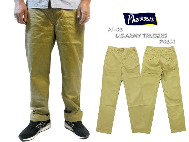 Pherrow's P41M Chino Pants, War Model Trousers, Military, Restock