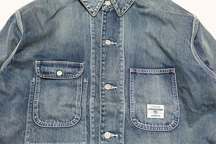 STRASSBURGER&Co. ストラスバーガー デニムカバーオール ヴィンテージウォッシュ 限定100着 日本製 デニムジャケット SBR-PM-303