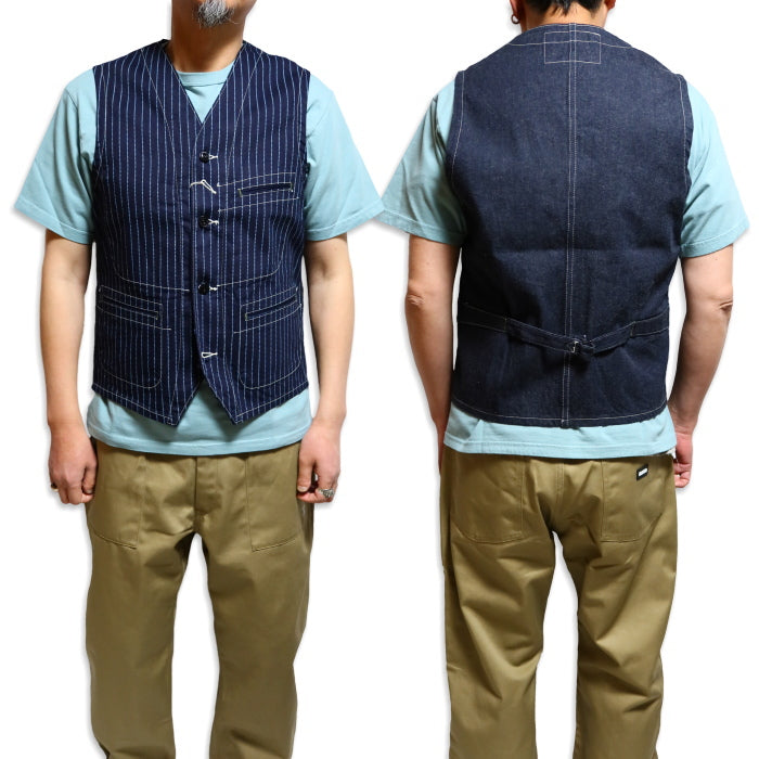 SUGAR CANE シュガーケーン 9oz.ウォバッシュストライプワークベスト 日本製 SC12654