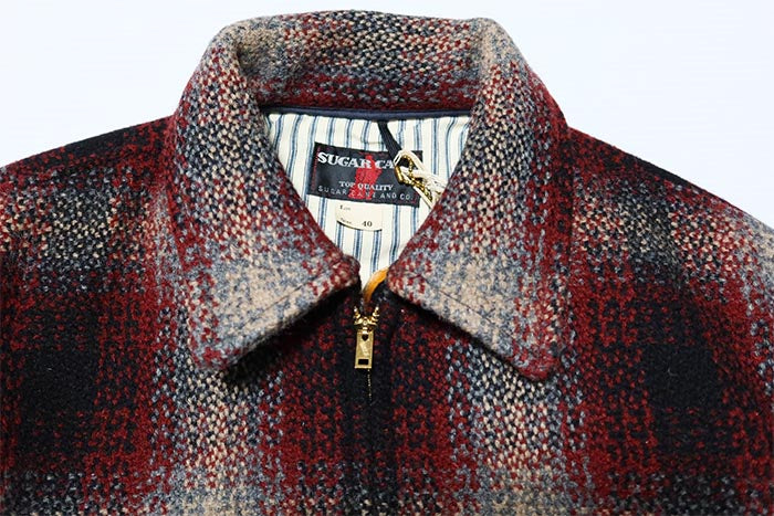 SUGAR CANE シュガーケーン FICTION ROMANCE フィクションロマンス 24.75oz.ウールスポーツジャケット チェック柄 日本製 レッド SC15833
