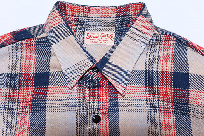 SUGAR CANE シュガーケーン ツイルチェックワークシャツ 日本製 ベージュ コットン メンズ チェックシャツ SC29562