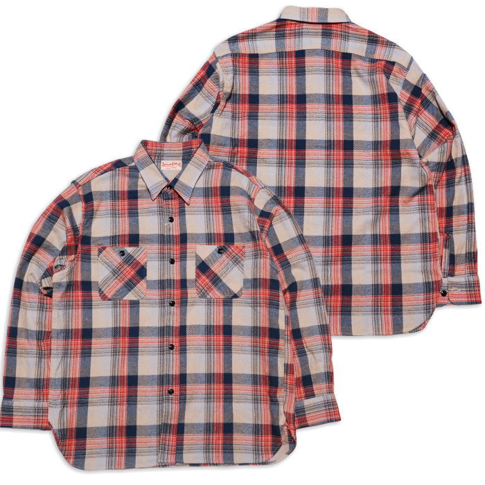 SUGAR CANE シュガーケーン ツイルチェックワークシャツ 日本製 ベージュ コットン メンズ チェックシャツ SC29562