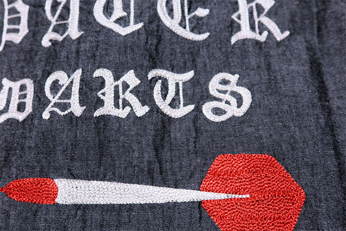 SUGAR CANE シュガーケーン シャンブレーワークシャツ 刺繍 ダーツ 半袖 ブラック 日本製 SC39731