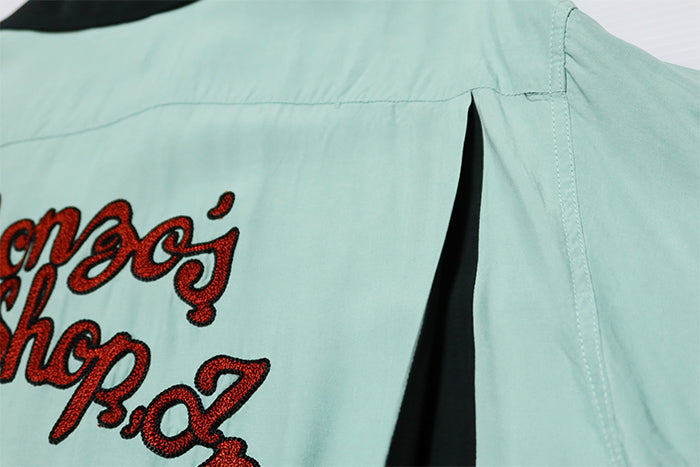 Style Eyes スタイルアイズ ボウリングシャツ ALONZO'S COFFEE SHOP INC. レーヨン 日本製 ミントグリーン SE39058