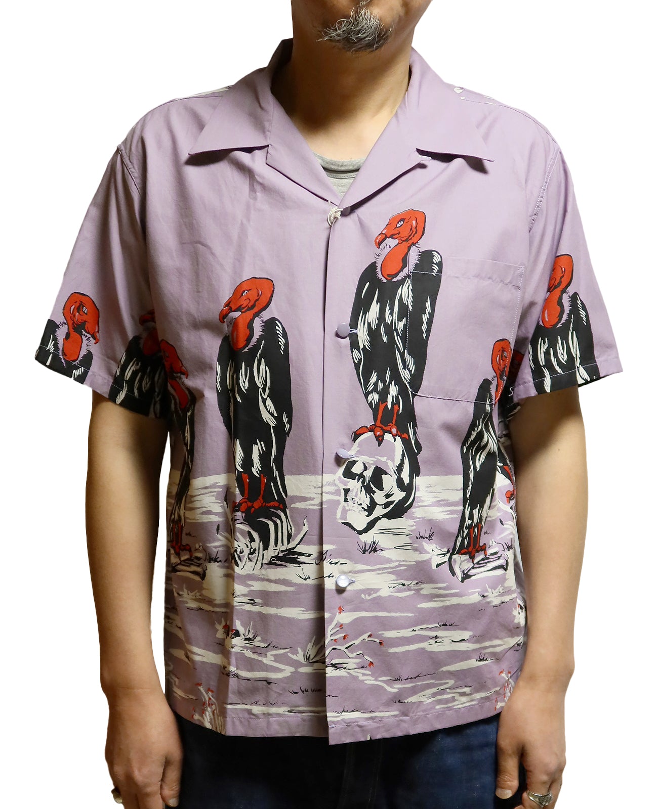 STAR OF HOLLYWOOD Cotton Typewriter Open Shirt Condor Short Sleeve SH39311 Made in Japan Purple
