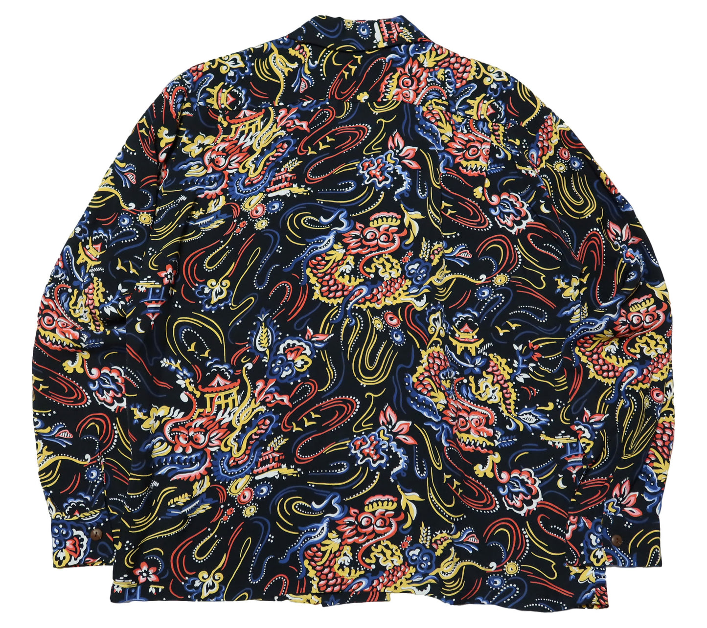 SUN SURF サンサーフ アロハシャツ 長袖 GUARDIAN SPIRIT 龍神 レーヨン ブラック SS29201 日本製
