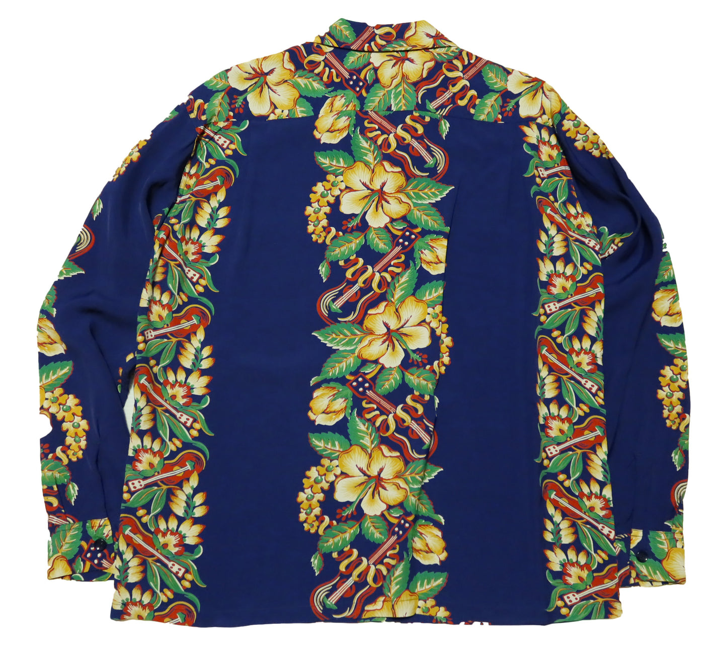 SUN SURF Aloha Shirt Long Sleeve BLESSING GIFTFROM HAWAII Rayon Navy Hawaiian Shirt SS29202