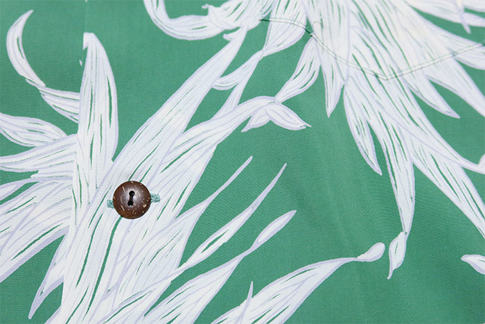 SUN SURF Aloha Shirt Long Sleeve ISLAND PINEAPPLE Rayon Green Made in Japan SS29403