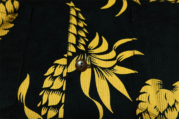 SUN SURF サンサーフ コーデュロイオープンシャツ DUKE'S PINEAPPLE デュークカハナモク 長袖 ブラック SS29580 パイナップル