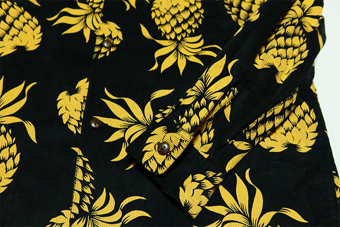 SUN SURF サンサーフ コーデュロイオープンシャツ DUKE'S PINEAPPLE デュークカハナモク 長袖 ブラック SS29580 パイナップル