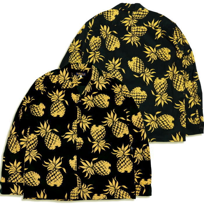 SUN SURF サンサーフ コーデュロイオープンシャツ DUKE'S PINEAPPLE デュークカハナモク 長袖 ブラック SS29580 パイナップル