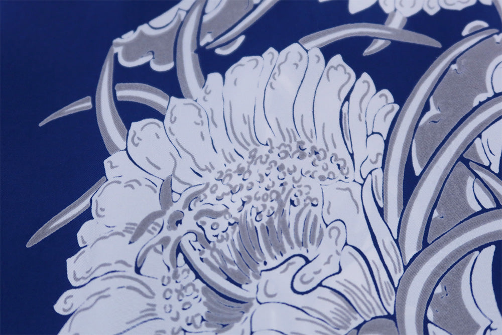 SUN SURF サンサーフ アロハシャツ 長袖 NIGHT BLOOMING CEREUS BORDER ハワイアンシャツ 月下美人 日本製 SS29602 ブルー