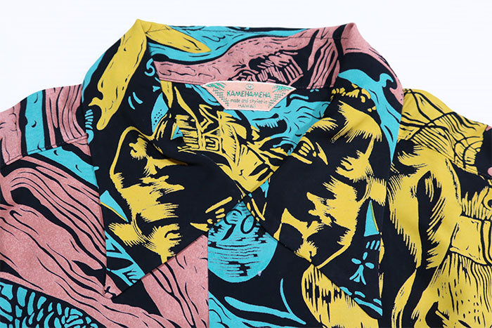 SUN SURF サンサーフ アロハシャツ スペシャルエディション GAUGUIN WOODCUT MYSTIC 長袖 ハワイアンシャツ 日本製 SS29674 ブラック