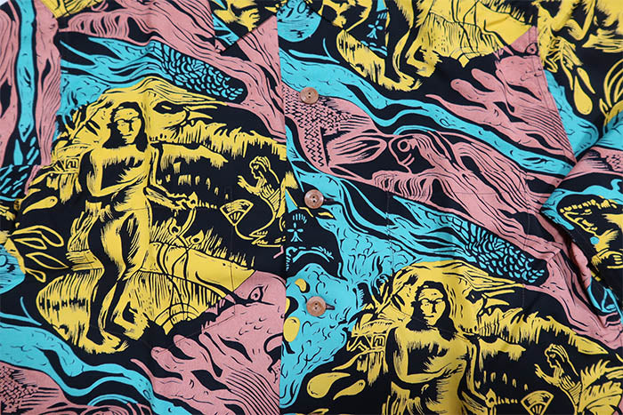 SUN SURF サンサーフ アロハシャツ スペシャルエディション GAUGUIN WOODCUT MYSTIC 長袖 ハワイアンシャツ 日本製 SS29674 ブラック