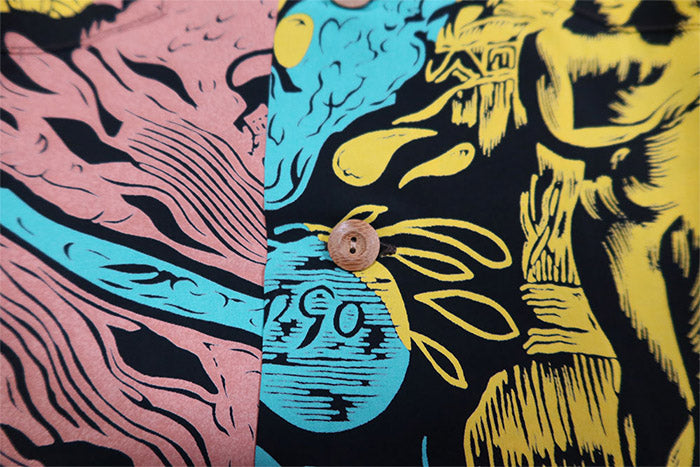 SUN SURF サンサーフ アロハシャツ スペシャルエディション GAUGUIN WOODCUT MYSTIC 長袖 ハワイアンシャツ 日本製 SS29674 ブラック