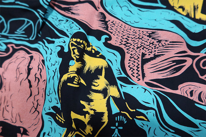 SUN SURF サンサーフ アロハシャツ スペシャルエディション GAUGUIN WOODCUT MYSTIC 長袖 ハワイアンシャツ 日本製 SS29674 ブラック