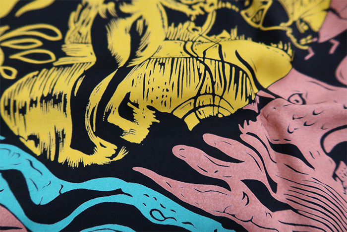 SUN SURF サンサーフ アロハシャツ スペシャルエディション GAUGUIN WOODCUT MYSTIC 長袖 ハワイアンシャツ 日本製 SS29674 ブラック