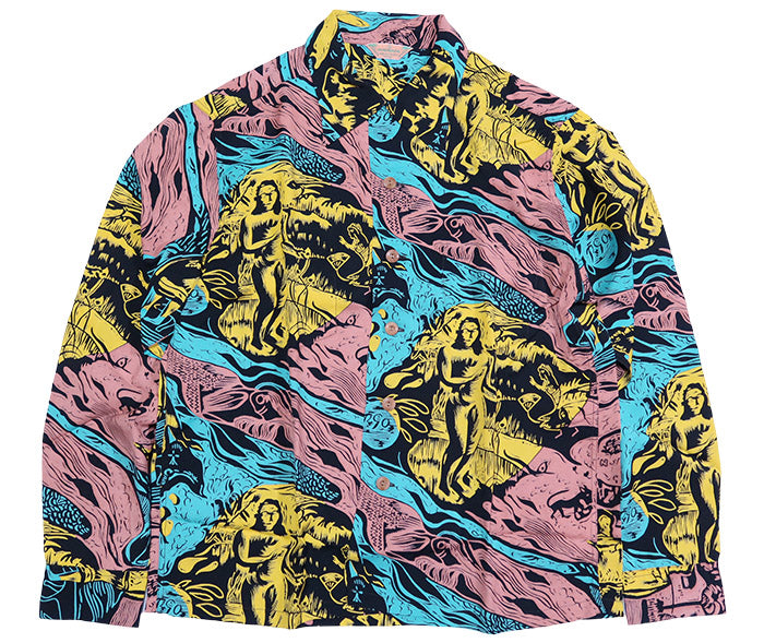 SUN SURF サンサーフ アロハシャツ スペシャルエディション GAUGUIN WOODCUT MYSTIC 長袖 ハワイアンシャツ 日本製 SS29674 ブラック