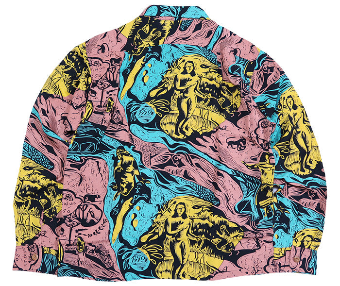 SUN SURF サンサーフ アロハシャツ スペシャルエディション GAUGUIN WOODCUT MYSTIC 長袖 ハワイアンシャツ 日本製 SS29674 ブラック