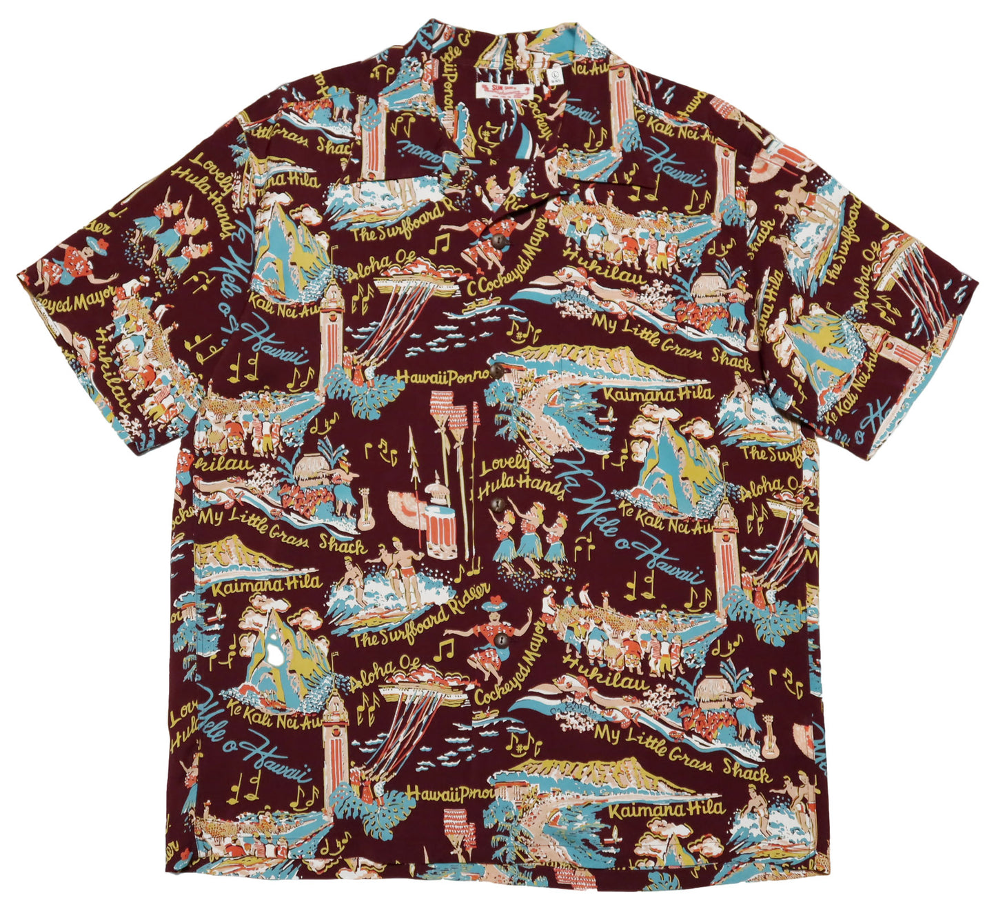 SUN SURF Aloha Shirt Rayon THE SONG OF HAWAII Short Sleeve Hawaiian Shirt SS39226 Brown